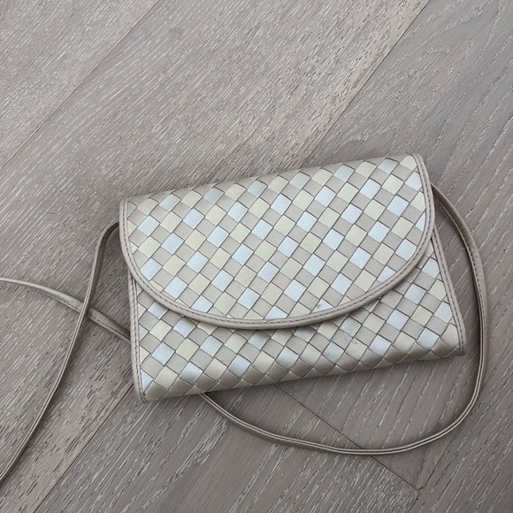 Bottega Veneta Handbags - Bottega Veneta Cream Woven Crossbody Bag